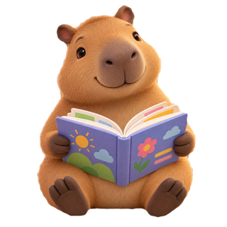 Dein Capybara mit einem leuchtenden Schulbuch