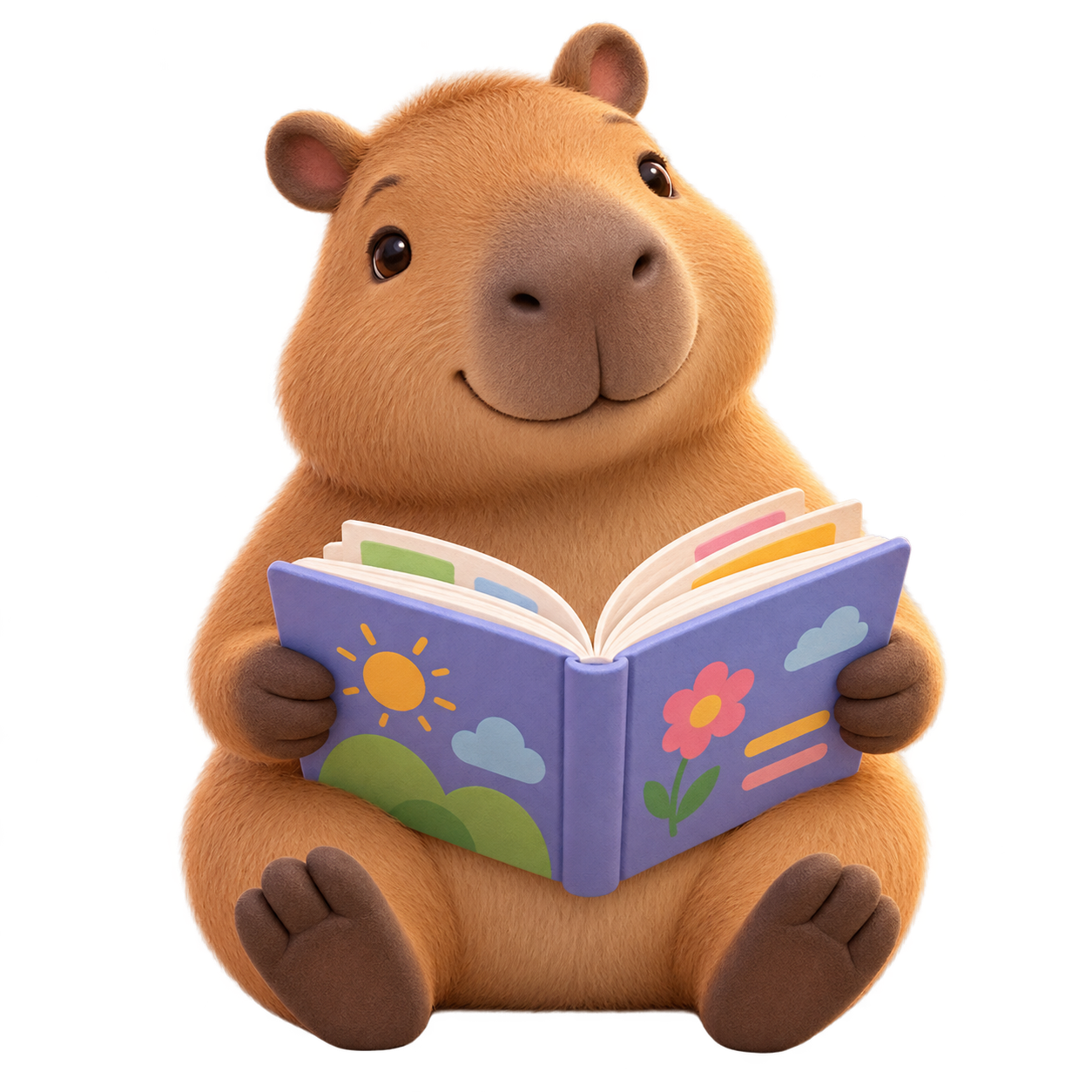 Dein Capybara mit einem Schulbuch